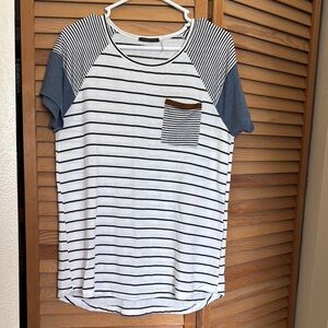 Striped Short Sleeve T-Shirt with Pocket